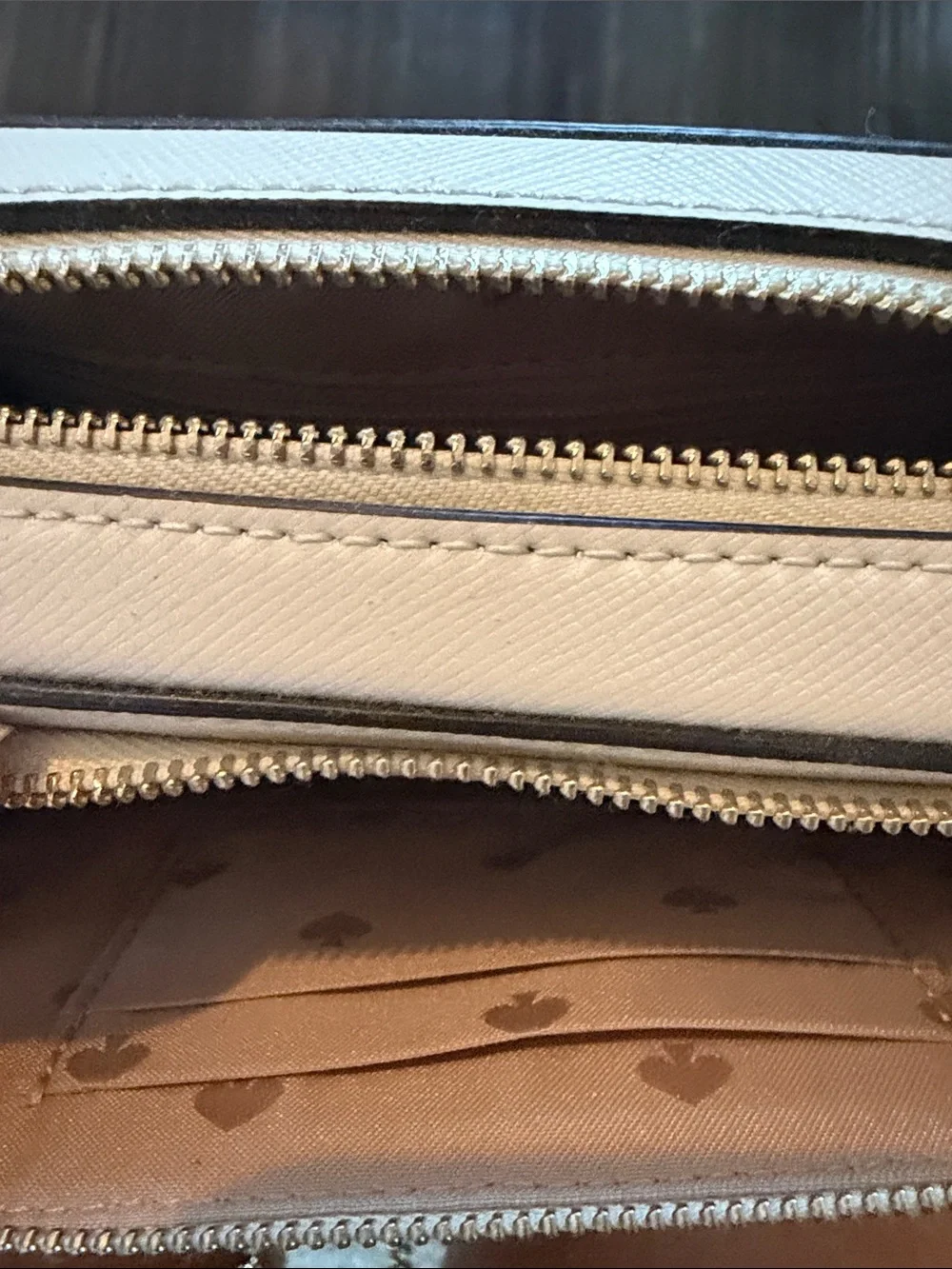 kate spade Cream Leather Crossbody with Gold Logo